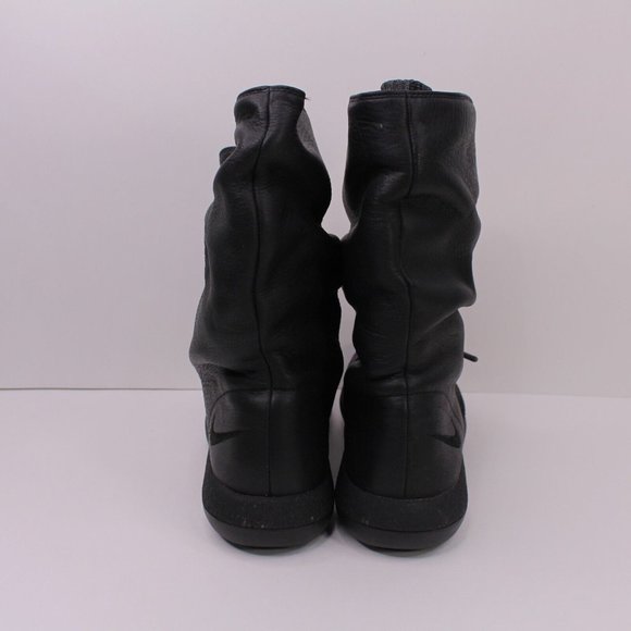 Nike Womens Roshe 2 Hi Flyknit Slouch Leather Boots Size 7 All Black Gray 861708 - Picture 5 of 13